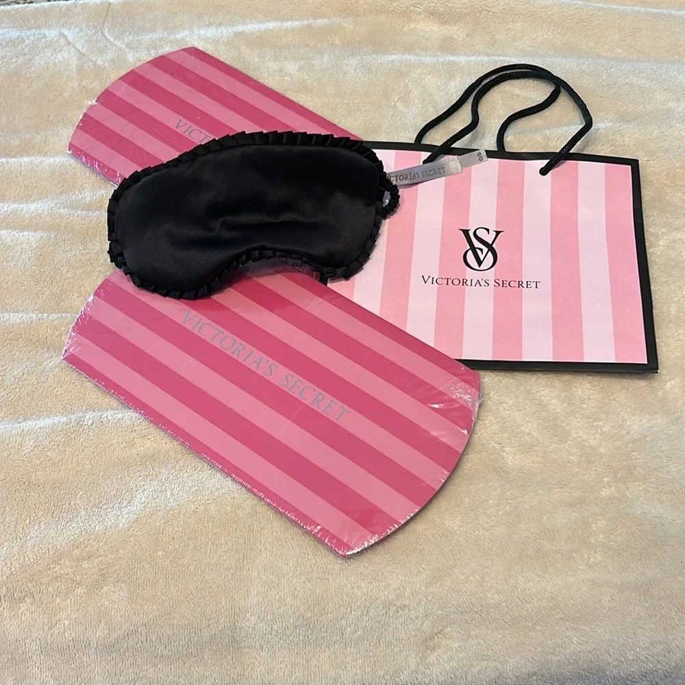 Victoria's Secret Pink Striped Gift Set with Black Sleep Mask - Picture 1 of 5